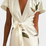 Lidia – Vestido Elegante con Estampado de Hojas Frescas