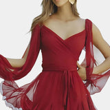 María – Vestido Mini Con Escote En V Y Mangas Ligeras Para Días Soleados