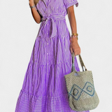 Maya – Vestido Camisero Largo de Rayas para un Verano Fresco y Elegante