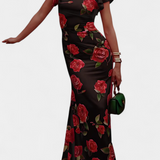 Ariadna – Vestido Qipao con Estampado de Rosas Moderno y Sofisticado