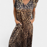 Irene – Mono de Cuello en V con Estampado de Leopardo, Estilo Chic y Funcional
