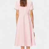 María – Vestido Midi Acampanado con Lazo Brillante para Momentos Especiales