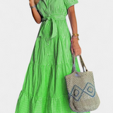 Maya – Vestido Camisero Largo de Rayas para un Verano Fresco y Elegante