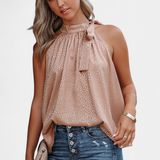 Valentina – Top Elegante Sin Mangas con Estampado de Leopardo