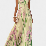 Marisol – Vestido Largo Floral Plisado para Un Estilo Elegante y Sofisticado
