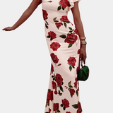 Ariadna – Vestido Qipao con Estampado de Rosas Moderno y Sofisticado