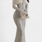 Mariana – Vestido Maxi Off-Shoulder de Encaje, Elegancia y Romanticismo en Cada Detalle