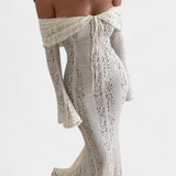 Mariana – Vestido Maxi Off-Shoulder de Encaje, Elegancia y Romanticismo en Cada Detalle