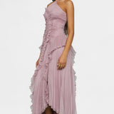 Bianca – Vestido Halter Con Volantes Plisados Para Momentos Especiales