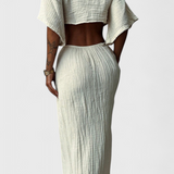 Nerea – Vestido Fluido con Lazo Frontal y Cut-Outs, Elegancia y Comodidad para Cada Ocasión