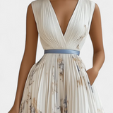 Elena – Vestido Midi Sin Mangas con Estampado Floral para un Estilo Romántico