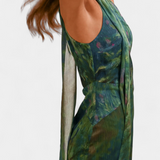 Marisol – Vestido de Chiffon con Estampado Romántico y Elegante