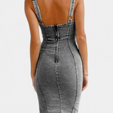 María – Vestido Denim Con Tirantes Ajustables Para Un Look Elegante Y Rebelde