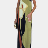 Adriana – Vestido Maxi Sin Tirantes con Estampado Floral para Días Soleados