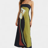 Adriana – Vestido Maxi Sin Tirantes con Estampado Floral para Días Soleados