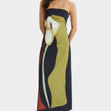 Adriana – Vestido Maxi Sin Tirantes con Estampado Floral para Días Soleados