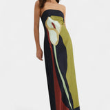 Adriana – Vestido Maxi Sin Tirantes con Estampado Floral para Días Soleados