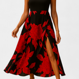 María – Vestido Floral con Abertura para un Look Elegante y Femenino