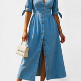 Adelina – Vestido Midi de Denim con Estilo y Elegancia Sin Esfuerzo