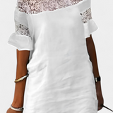Claudia – Vestido Casual de Lino Con Encaje y Estilo Elegante