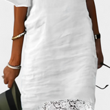 Claudia – Vestido Casual de Lino Con Encaje y Estilo Elegante