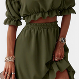 Sofía – Conjunto de Dos Piezas Off-Shoulder para un Estilo Elegante y Fresco
