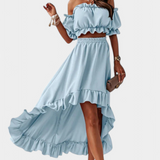 Sofía – Conjunto de Dos Piezas Off-Shoulder para un Estilo Elegante y Fresco