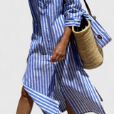 Lola – Vestido Camisero de Rayas con Estilo Fresco y Elegante