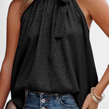 Valentina – Top Elegante Sin Mangas con Estampado de Leopardo
