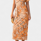 María – Vestido Elegante con Estampado Moderno y Escote en V