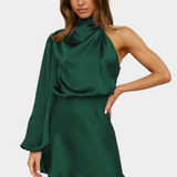 Claudia – Vestido Mini Drapado de Un Hombro Para Un Look Elegante y Moderno