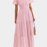 Isabel – Vestido Maxi de Encaje Bordado para Momentos Especiales