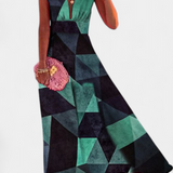 Salma – Vestido A Línea con Estampado Minimalista y Estilo Sofisticado
