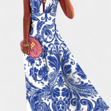 Salma – Vestido A Línea con Estampado Minimalista y Estilo Sofisticado