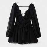 María – Vestido Mini Con Escote En V Y Mangas Ligeras Para Días Soleados