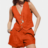 Clara – Conjunto Chic de Chaleco y Pantalones Cortos para un Estilo Fresco y Elegante