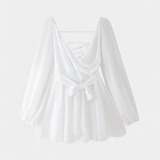 María – Vestido Mini Con Escote En V Y Mangas Ligeras Para Días Soleados