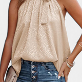 Valentina – Top Elegante Sin Mangas con Estampado de Leopardo