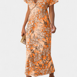 María – Vestido Elegante con Estampado Moderno y Escote en V