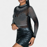 Valentina – Body Seductor de Malla Transparente con Brillos Elegantes