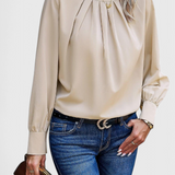 Marina – Top Dottie de Manga Larga con Cuello de Encaje para un Estilo Elegante y Confortable