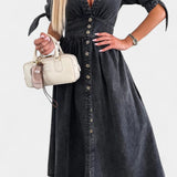 Adelina – Vestido Midi de Denim con Estilo y Elegancia Sin Esfuerzo