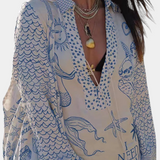 Isabel – Conjunto Camisero Estampado con Short Elástico para un Estilo Bohemio y Auténtico