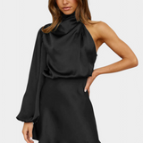 Claudia – Vestido Mini Drapado de Un Hombro Para Un Look Elegante y Moderno