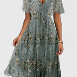Carina – Vestido Midi con Escote en V para una Elegancia Sin Esfuerzo