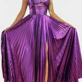 Clara – Vestido Maxi Metálico con Estilo Elegante y Brillante
