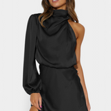 Claudia – Vestido Mini Drapado de Un Hombro Para Un Look Elegante y Moderno