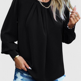 Marina – Top Dottie de Manga Larga con Cuello de Encaje para un Estilo Elegante y Confortable
