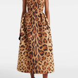 Claudia – Vestido Midi Bustier Leopardo Para Brillar Con Estilo