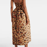 Claudia – Vestido Midi Bustier Leopardo Para Brillar Con Estilo